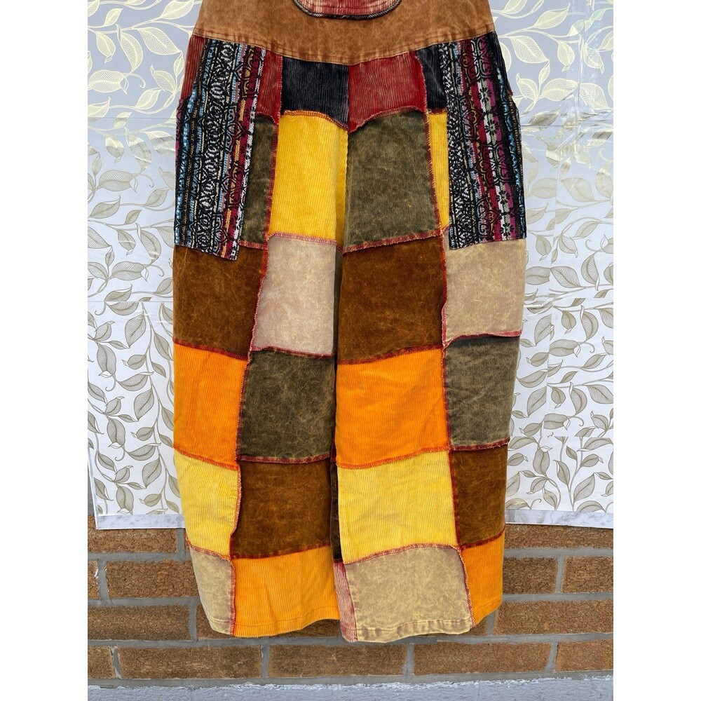 Mexicali Blues Corduroy Patchwork Overalls Jumpsuit S/M Boho Cottage Goblincore - Picture 5 of 12